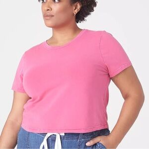 Lane Bryant Crop Crew-Neck Washed Tee